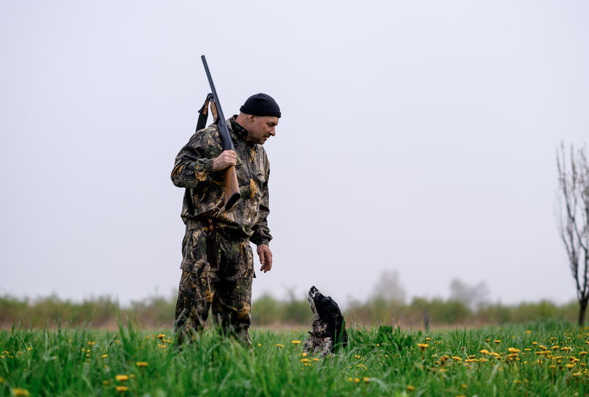 Quail Hunter in Texas with Hunting Dog